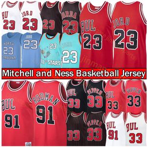 Michael 23 baskettröjor Scottie 33 Pippen Dennis 91 Rodman City Retro City Jersey Mens Red White Shirt