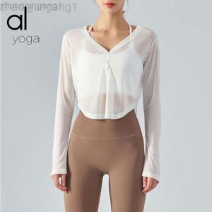 Desginer Als Yoga Aloe Top Shirt Clothe Short Woman Hoodie Als Spring Summer Ny Loose Sun Protection Long Sleeve Top Fitness Clothes Women