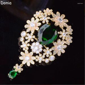 Brooches Donia Jewelry Fashion Flower Brooch Court Vintage Set Cardigan Pin High Grade Copper Micro Inlaid Zircon Luxury