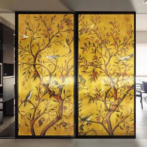 Fönsterklistermärken Rich Tree Film Bird Decorative Privacy Glass Sticker Static Lim Free Stained Bedroom Kitchen Custom Size Home Decor