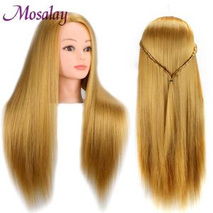 Mannequin Heads Human Model Head Hairstyle 26 Zoll Haar 100% hochwertiges synthetisches Training Puppe menschliche Form Q240510