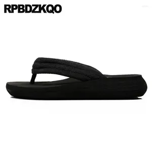 Terlik platformu flip flop yaz slaytları düşük kama 5 kadın tasarımcı flatforms moda geniş fit ayakkabı bayanlar rahat 2024 sandalet