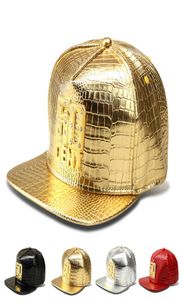 2017 Luxury 50cent Baseball Caps Faux Leather Gold Rhinestone Cocrocodile Strapback Hat