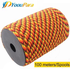 Yooupara 252 Kolory Paracord 4 mm 100 metrów szpule 7 Strasów Lina spadochronowa przewód wspinaczki na zewnątrz taktyczne przetrwanie Paracord 5502804351