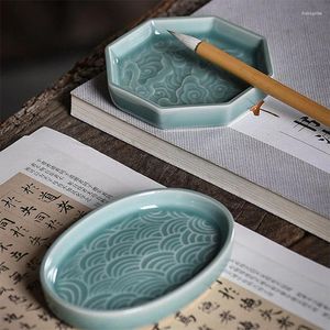 Dekorativa plattor Keramik multifunktionellt bläckfack/bläck för början och kinesisk japansk kalligrafi.
