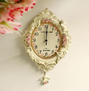 European Garden Ornament luxury watch clock Home Furnishing resin relief angel living room wall clock9499747