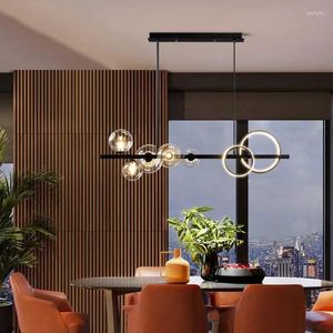 Lampadari a ledri lampadanti a led in vetro nero per cucina tavolo da pranzo soggiorno appeso lampada illuminazione interni luogne luminaires