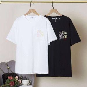 디자이너 Tshirt Loewve Tee Luxury Womens 티셔츠 느슨한 짧은 슬리브 캐주얼 트렌디 자수 여름 티셔츠 클래식 라운드 넥 순수면 탑