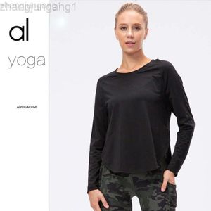Desginer als Yoga Aloe Top Shirt Klote Kurzfrau Hoodie Originsame Fitness T-Shirt für Frauen locker sitzende Sport mit langem Ärmel schneller Trocknung und atmungsaktivem Anzug