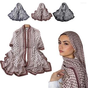 Scarves Breathable Chiffon Hijab Vintage Printed Long Scarf Geometric Pattern Head Wrap For Women Summer Lightweight Thin Soft Cozy Shaw