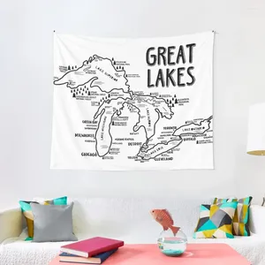 Wandteppiche Great Lakes Map Tecestry House Dekorationen Zimmer Ornamente Hausdekoratoren