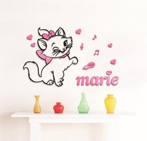 DIY Marie Cat 3D stereoscopic wall stickers for kids rooms Acrylic crystal cartoon bedroom background wall decoration 201201269G6385133