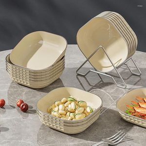 Plates 8pcs Plastic Plate Tray Fruit Dessert Home Side Dish Vegetable Salad Pastry Storage Bowl Cutlery Set