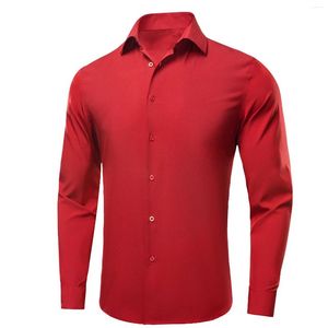 Camisas de vestido masculinas HI HI-TIE RED REDRIA BORRGUNDA AZUL AZUL REAL MENINOS SILK