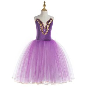 Longo balé romântico tutu lantejas femininas flageard traje de balé vestido de dança de balé tutu saias bailarina 240510