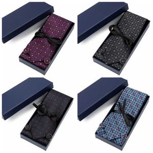 Conjunto de gravata do pescoço 40 estilos Paisley Tie Conjunto Hanky Cufflinks com caixa de presente Jacquard Tecla CoCTIES STAP para homens Acessórios de moda de festa de casamento