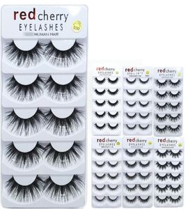 5 pares Cherry Red Cherry Mink Eyelash Black Natural grossa Falsa falsa cílios Falsos Lashes 100 Crueldade Reutilizável Extensão dos olhos Maquiagem TO5207774