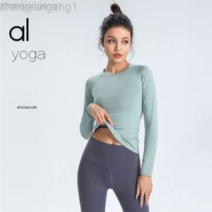 Desginer als Yoga Aloe Top Hemd Kleidung Kurzfrau Frau Hoodie Frühlings- und Sommerkleidung Sportswear Damen Fitnessstudio Schlank