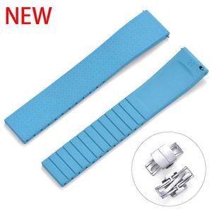 Assista bandas CTS Fluororberber Strap 20mm 22mm Redução rápida Fuale de borboleta nova correia FKM para corte para tamanho q240510