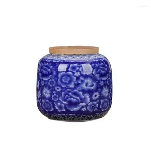 Bottiglie di stoccaggio blu e bianco in porcellana jar sigillate gioielli in ceramica portacandele per candele con coperchio di caramelle rotonde bottiglia