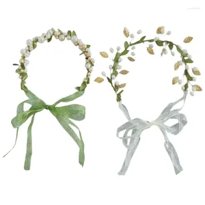 Partyversorgungen Blumenmädchen Perle/ Blatt Haarband auffällige ethnische Stirnband für Hochzeit Dropship