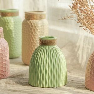 Вазы простые современные сетки керамические вазы украшения с несколькими цветами для гостиной и журнального столика украшения