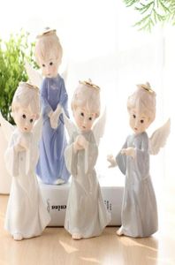 Biały ceramiczny anioł boy figurki wystrój domu rzemieślnicze dekoracja pokój rękodzieła ornament figurka figurka dekoracja ślubna prezenty 55777195