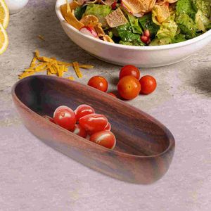Plates Acacia Wood Tray Dried Fruit Plate Snack Salad Bowl Solid Bread Rustic Serving Dish Wooden Trays For Decor Jewelry