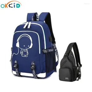 Backpack Okkid Student School Waterproof Chest Bags High Borse per Boys Laptop 15.6 Boy Book Pack Drop