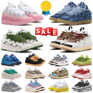 Lanvin Designer Shoes Woman Luxury Lavinss Shoes Lavines Denim Blue Pink Black White Lavan Lanvan Curb Sneakers【code ：L】Trainers Womens Mens Shoe Big Size 12