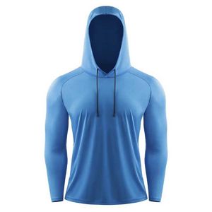 Men's Casual Shirts Mens sun protection clothing hoodie long sleep fitness running autumn and winter basketball training clothes Q240510