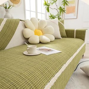 Tampa de cadeira Cotton Flax Sofá Cushion Chenille Antiskid Cover Universal para toda a temporada Bordure Couch