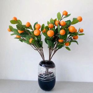 Decorazione per feste frutti di frutta artificiale rami di mandarino oggetti di fiori simulazione kumquat arancione arancione 63 cm foglie verdi di pittura arte decorazione