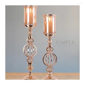 Świecane uchwyty metalowe stojaki żelazo szklane złoto romantyczne świecznik luksusowy stół obiadowy atmosfera miedziana figurka porta candela