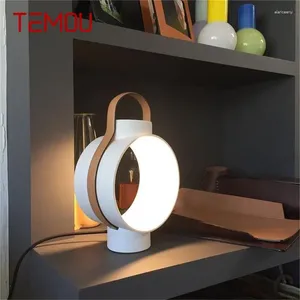 Bordslampor Temou Creative Lamp Drum Form Modern Desk Light for Home Children Bedroom Decoration