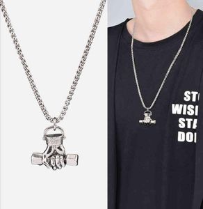 2021 new fist dumbbell pendant hip hop men039s necklace women039s sweater chain temperament jewelry student domineering Fash5978982