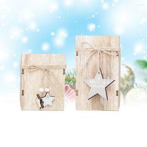 Kerzenhalter 2PCS Weihnachtsmini -Holzhalter Kerzenstift Teelicht Desktop Dekor Partyzubehör (große und kleine Größe)