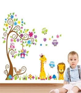 Large Size Trees animals 3D DIY Colorful Owl Wall Stickers Wall Decals Adhesive for kids baby room Mural Home Decor Wallpaper 22019736149