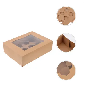 Ta ut containrar 4 datorer Muffin Box Paper Cup Cupcake Boxes Party Favors Storage Container Mini 12 Räkning med lock