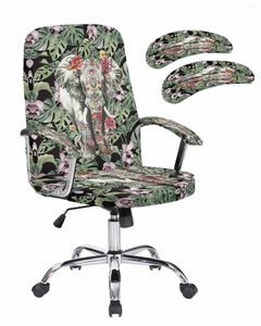 椅子は水彩植物​​のヤシの葉の葉の象民族弾性オフィスカバーゲームコンピューターアームチェアプロテクターシート