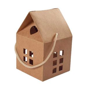 Gift Wrap 20/50 pieces of kraft paper wedding gift box portable bag small house shaped candy packaging birthday supplies party decorationQ240511