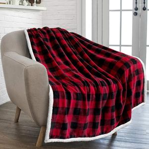 Coperte classiche rosso e nero Controllo agnello stampato per legnelli per auto coperta copertura morbida comfort luscia leggera