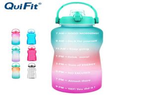 QUIFIT 2L 64OZ 38L 128OZ TRITAN GALLON WATER BOTTLE WITH FLIPFLOP BPA DRINK BOTTLES PORTABLE SPORTS PHONE STANDジムJUG 2109874870