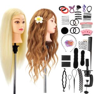 Mannequin Heads 85% Real Human Hair Model Training Head Acconciatura Professional Beauty Doll Q240510