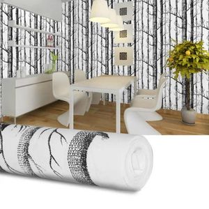 Sfondi Birch Tree Peel and Stick Wallpaper Adesivo Black Wood