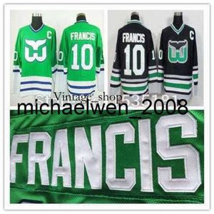 Vin Weng 2016 Оптовая CCM Ron Francis Jersey #10 Home Green Новый черный старый стиль винтажные винтажные сшитые майки с шайбой C P P