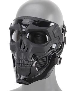 Halloweenowa szkielet Airsoft Mask Full Face Skull Cosplay Masquerade Party Mask Paintball Military Combat Game twarz ochrona Mas Y9520401