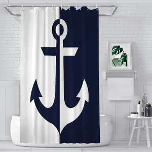 Shower Curtains Nautical White Navy Anchor Waterproof Fabric Funny Bathroom Decor With Hooks Home Accessories