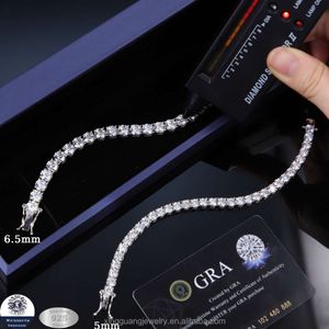 Moissanite Tennis Chain Fashion Jewelry Men Bracelet Diamond 5mm 6.5mm Sier Gold Plated Fine Jewelry Bracelet VVS Moissanite Tennis Chain for Men Women Gift