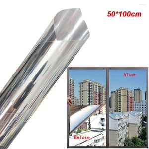 Window Stickers 0.5 1m One Way Mirror Film Self-Adhesive Reflective Privacy Office Bathroom Bedroom Shop Sliver Glass